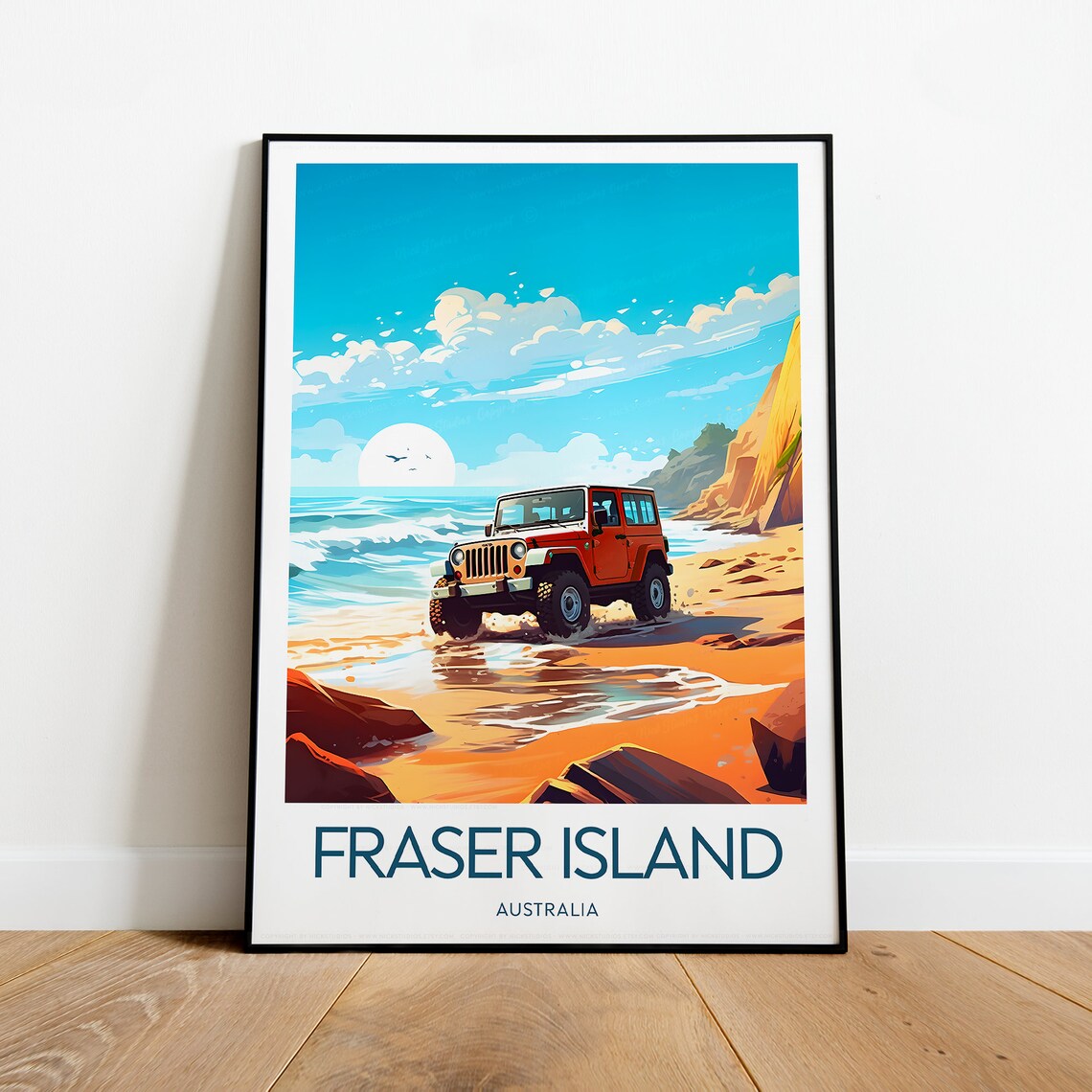 Fraser Island Australia Beach 4x4 Off Road Adventure Travel Poster
