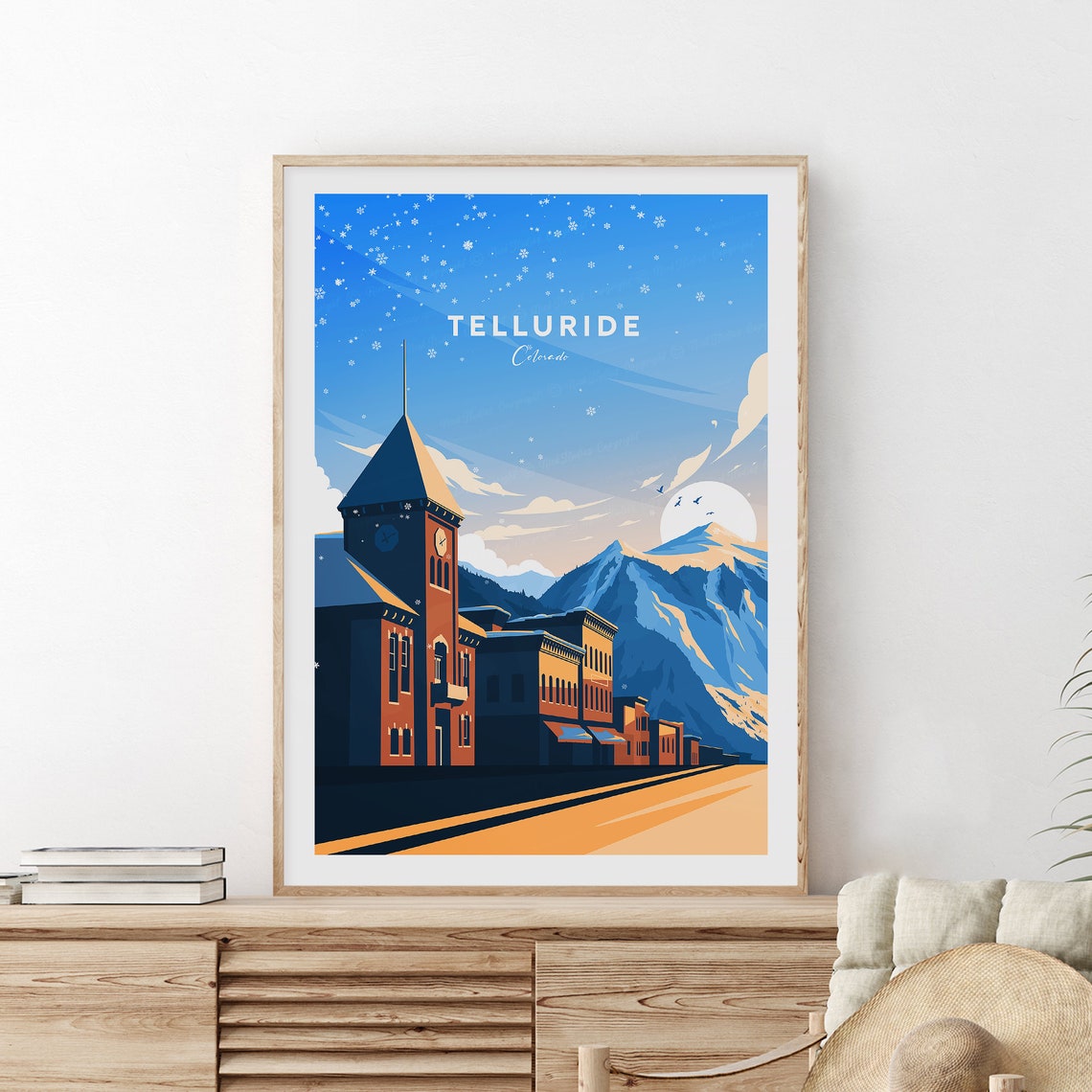 Telluride Historic Main Street in Snow Colorado Ski Town Poster