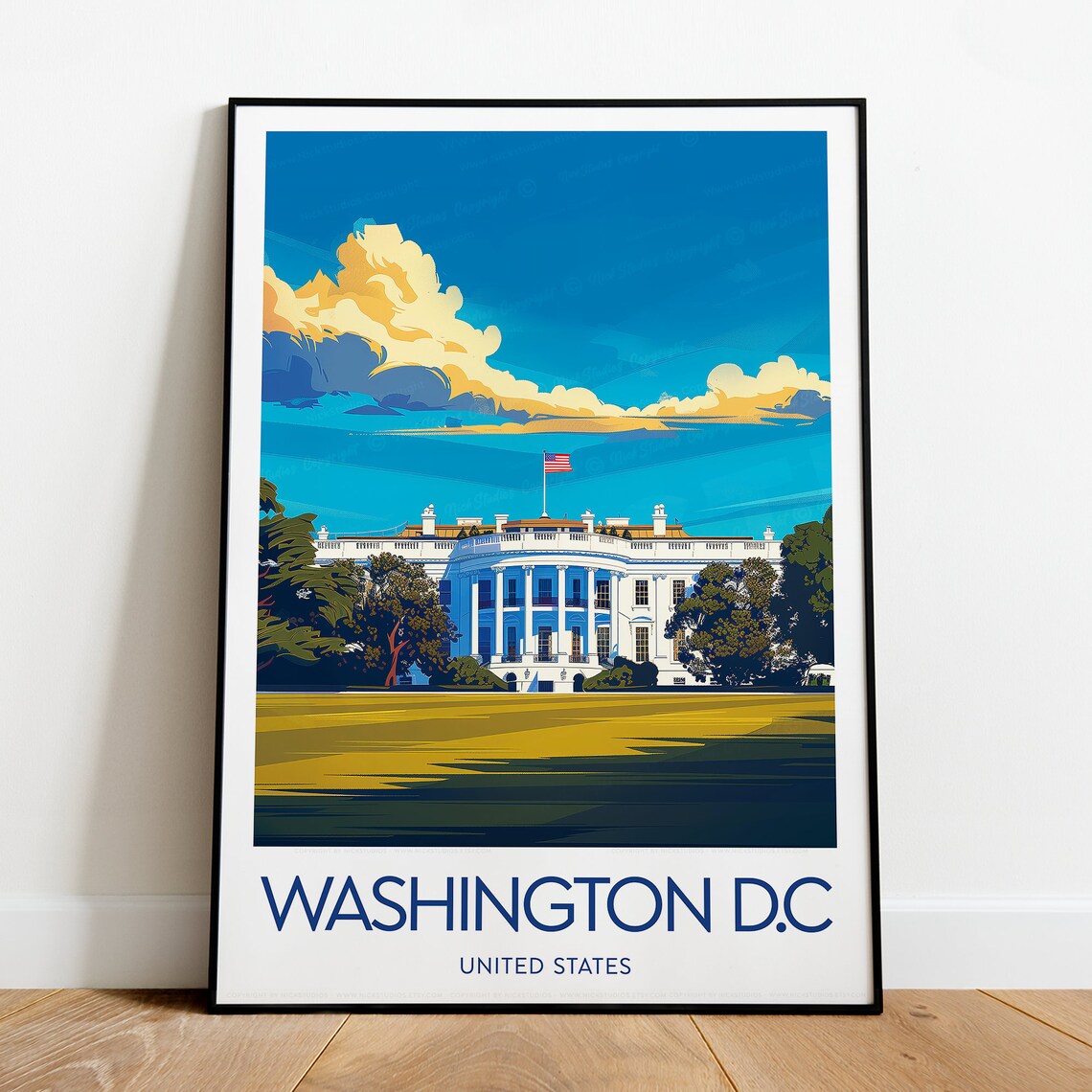 Washington DC White House United States Vintage Travel Poster - Image 2