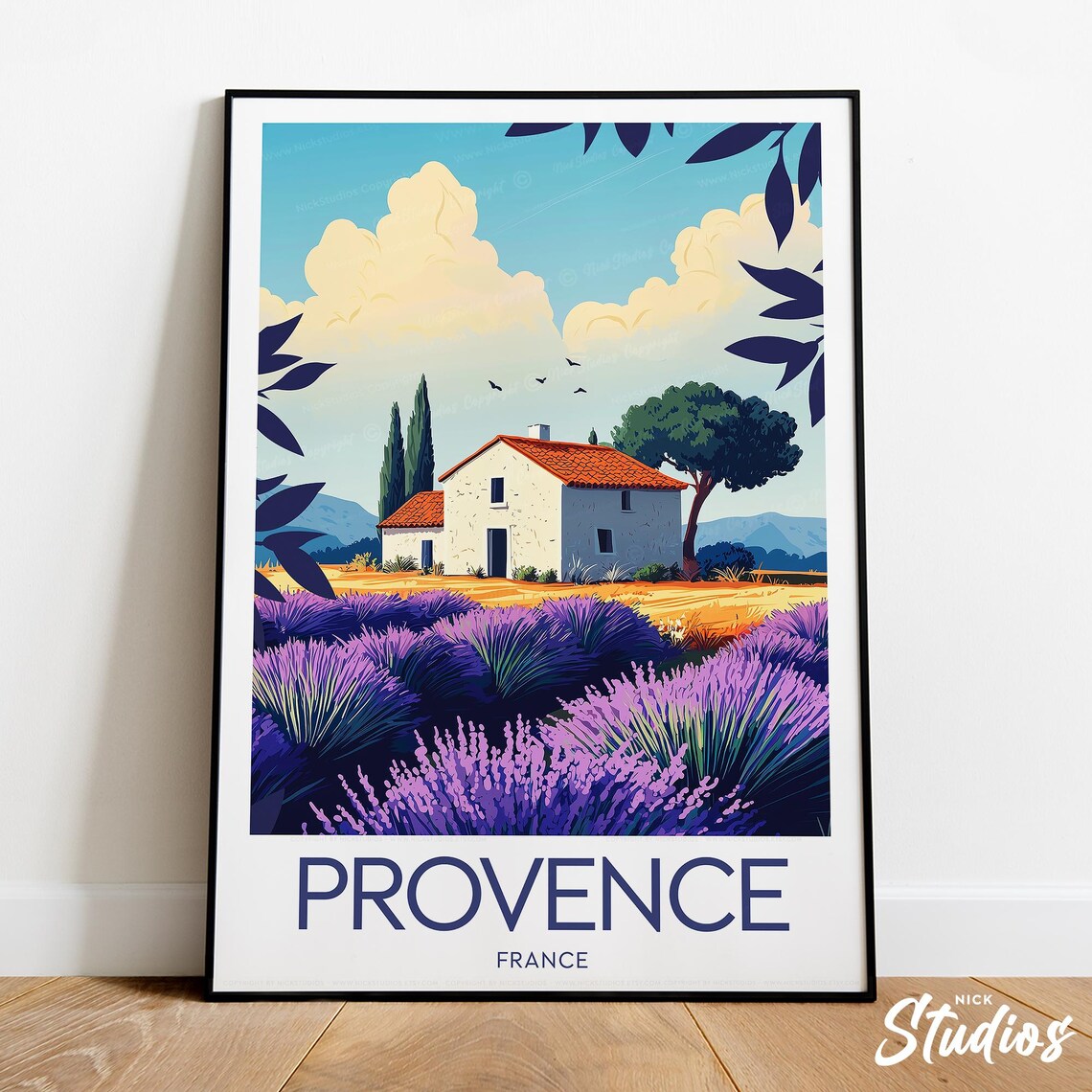 Provence France Lavender Fields Farmhouse Vintage Travel Poster
