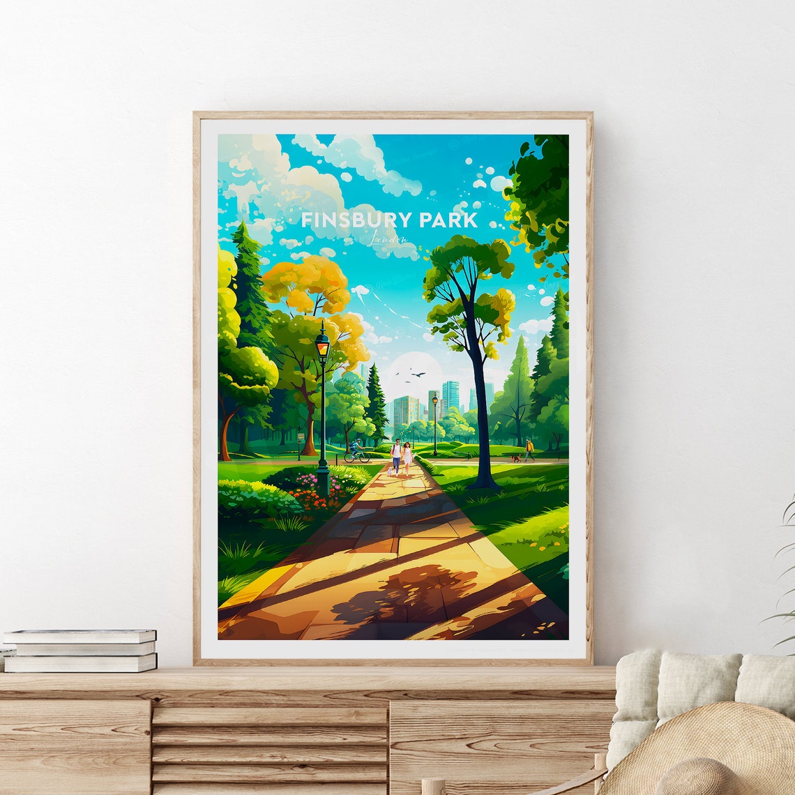 Finsbury Park Traditional Travel Print London Finsbury Poster Finsbury London Print Wedding Gift Birthday