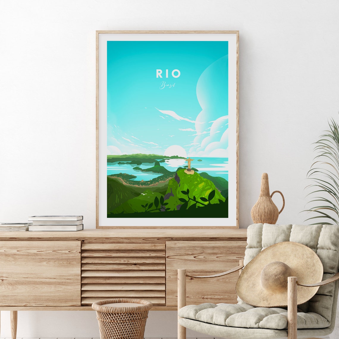 Rio de Janeiro Christ the Redeemer Sparkling Bay View Travel Poster