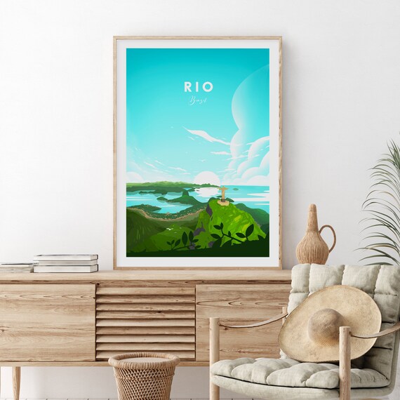 Rio de Janeiro Christ the Redeemer Sparkling Bay View Travel Poster