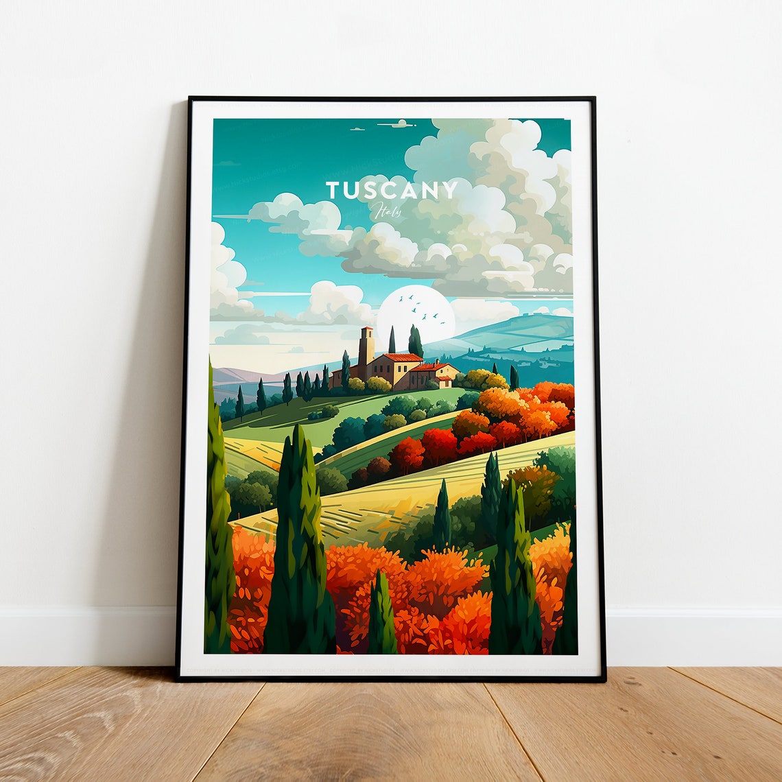 Tuscany Traditional Travel Print Italy Tuscany Print Tuscany Poster Tuscany Art Italy Print Italy Travel Poster - Image 2