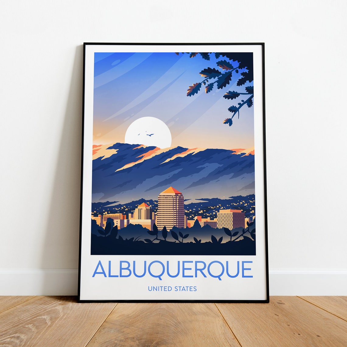 Albuquerque New Mexico Sunset Skyline Cityscape Travel Poster