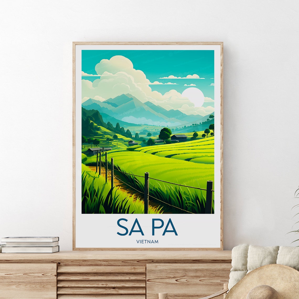 Sa Pa Vietnam Green Rice Terraces Under Bright Mountain Sun Poster - Image 2