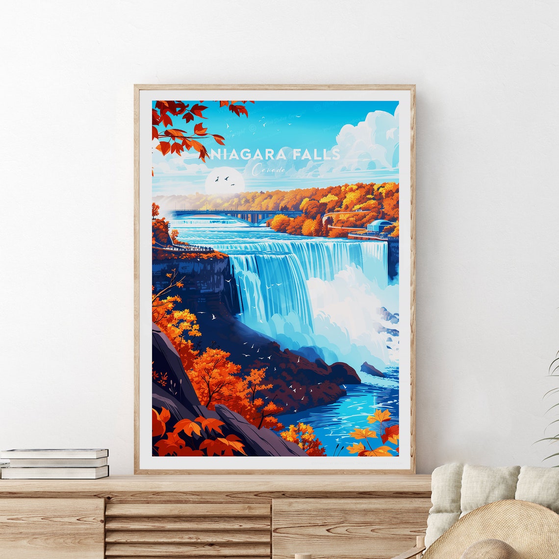 Niagara Falls Canada Horseshoe Falls Fall Colors Travel Poster
