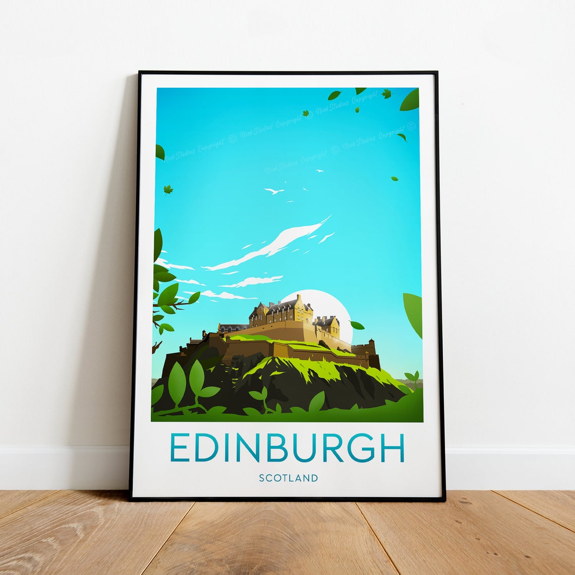 Edinburgh Scotland Castle on the Rock Minimalist Travel Poster