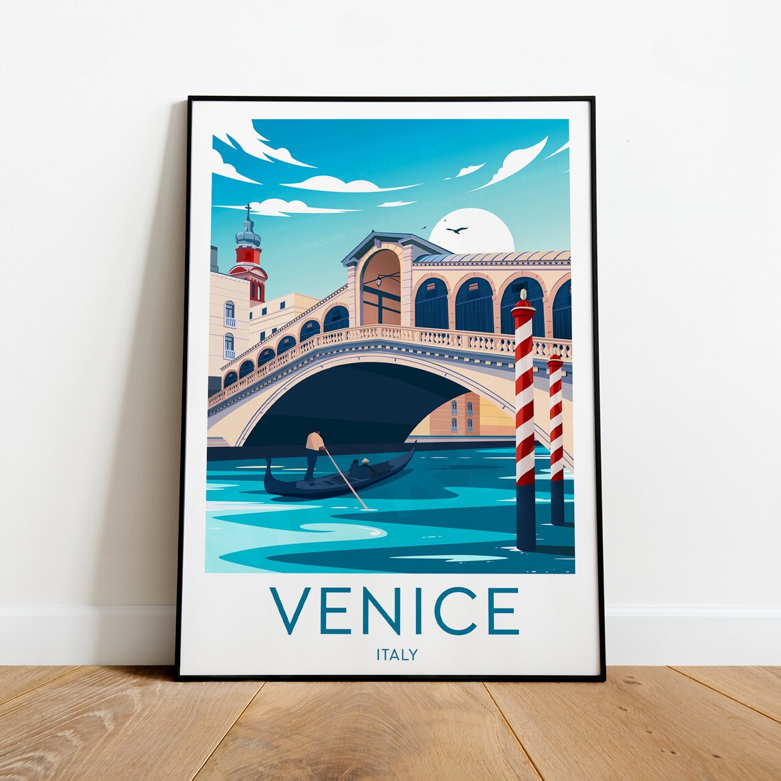 Venice Italy Rialto Bridge Gondola Grand Canal Travel Poster - Image 2