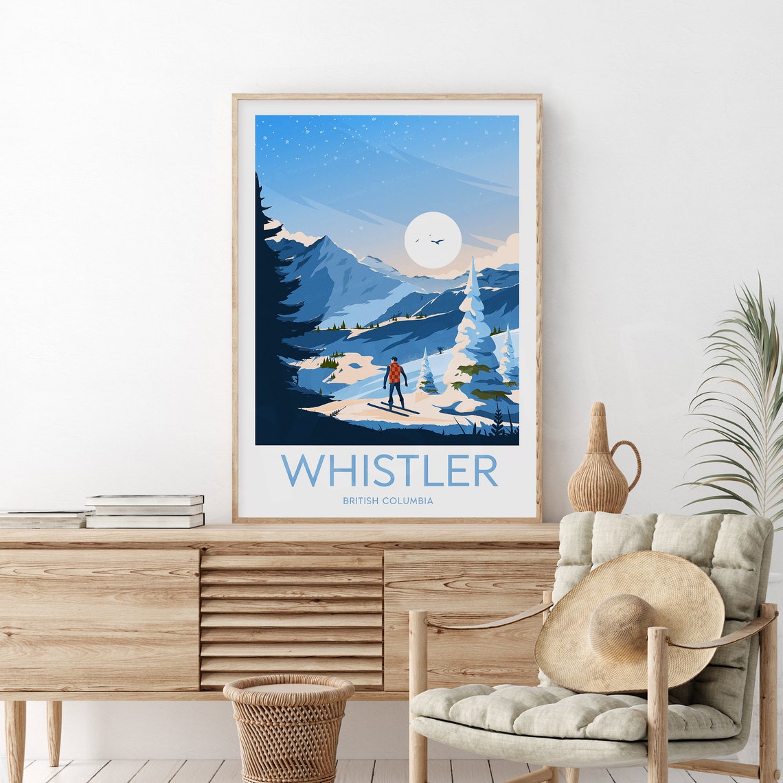 Whistler British Columbia Ski Slope Snowy Mountain Scene Poster - Image 2