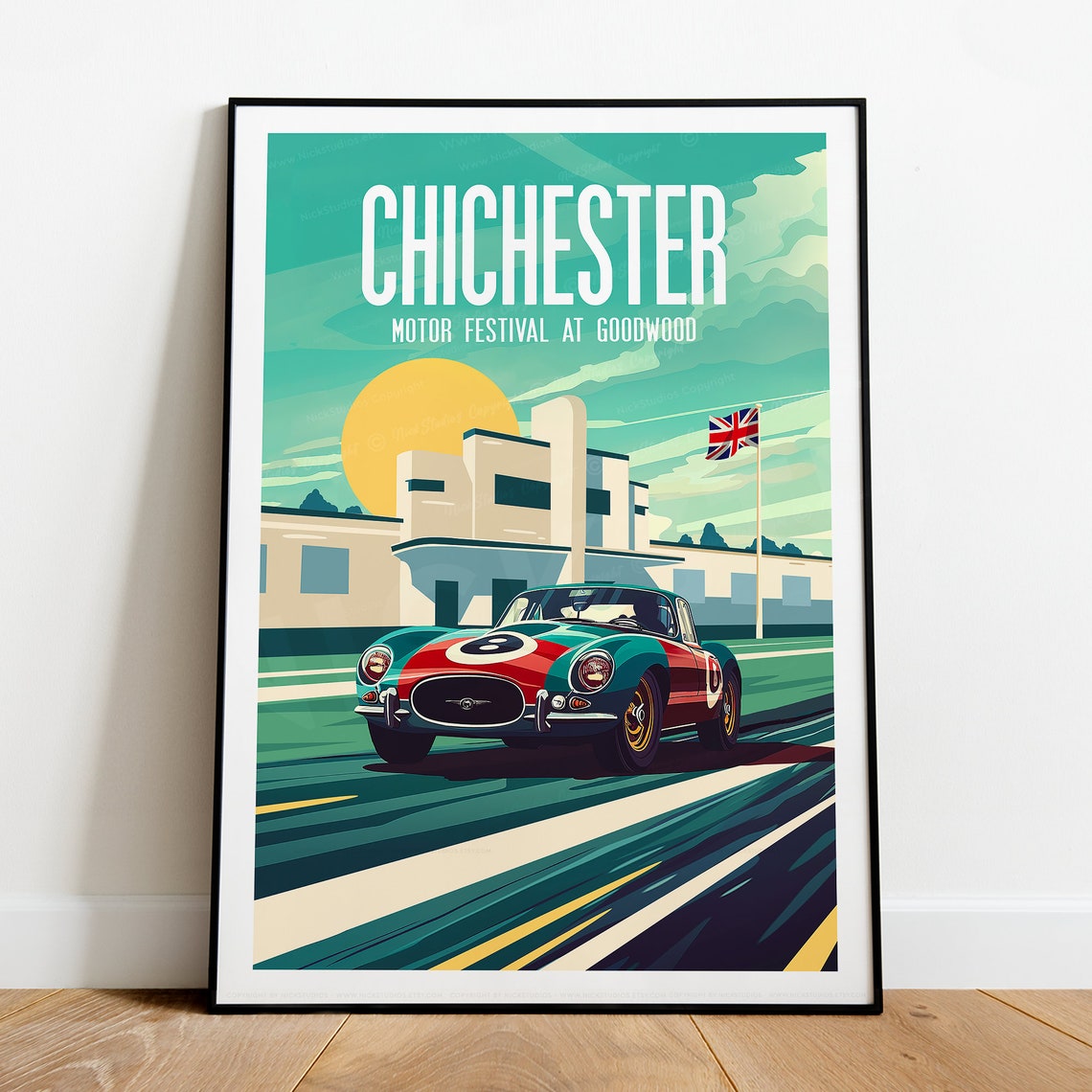 Chichester Travel Print Motor Festival At Goodwood Chichester Poster Goodwood Festival Wedding Gift Birthday