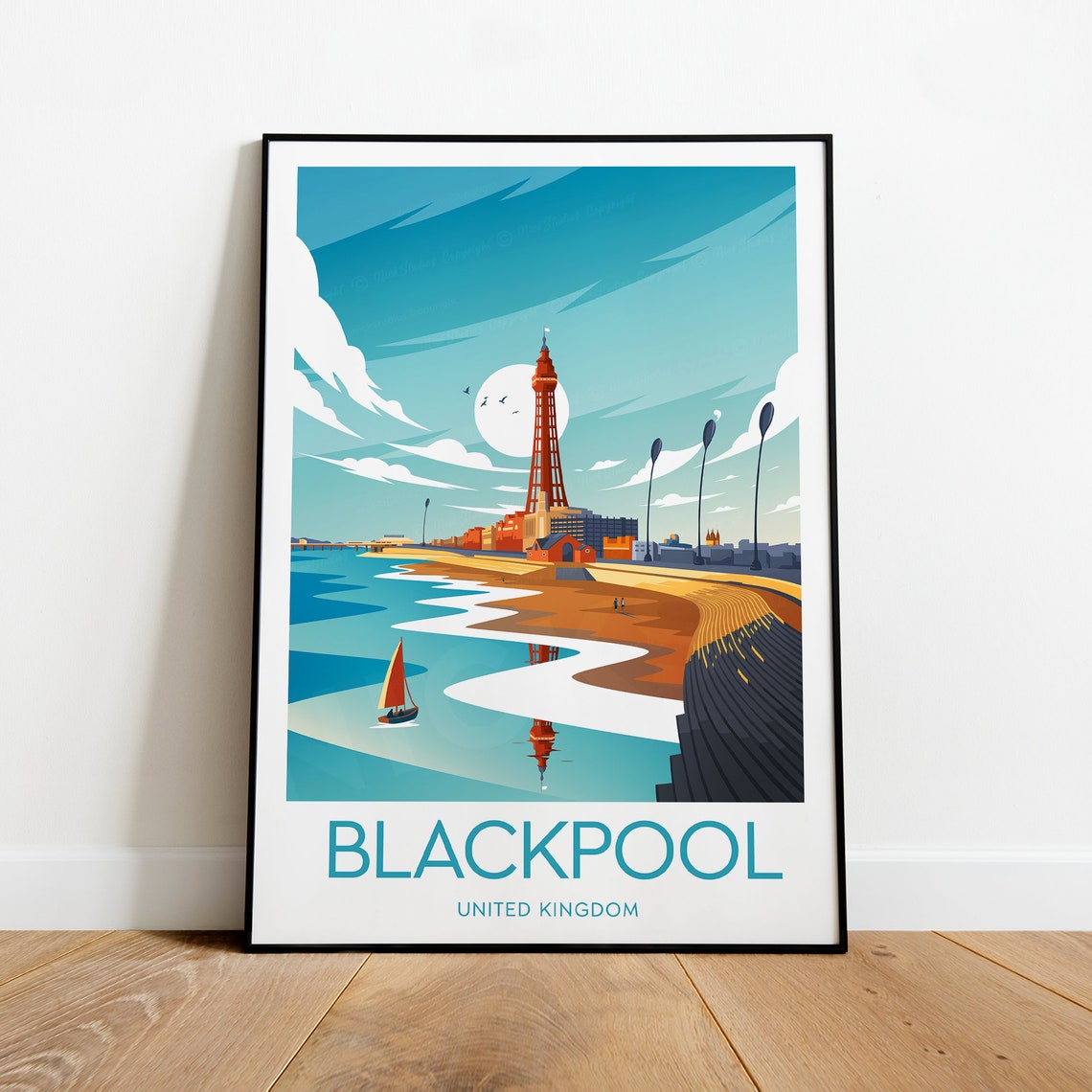 Blackpool Tower Beachfront with Iconic Landmark Tower Poster - Image 2
