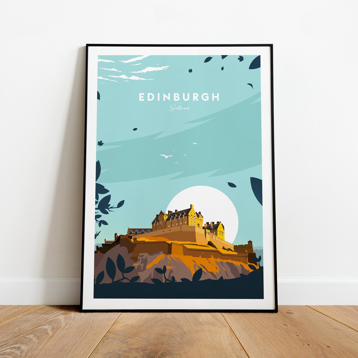Edinburgh Scotland Castle Landmark Traditional City Travel Poster