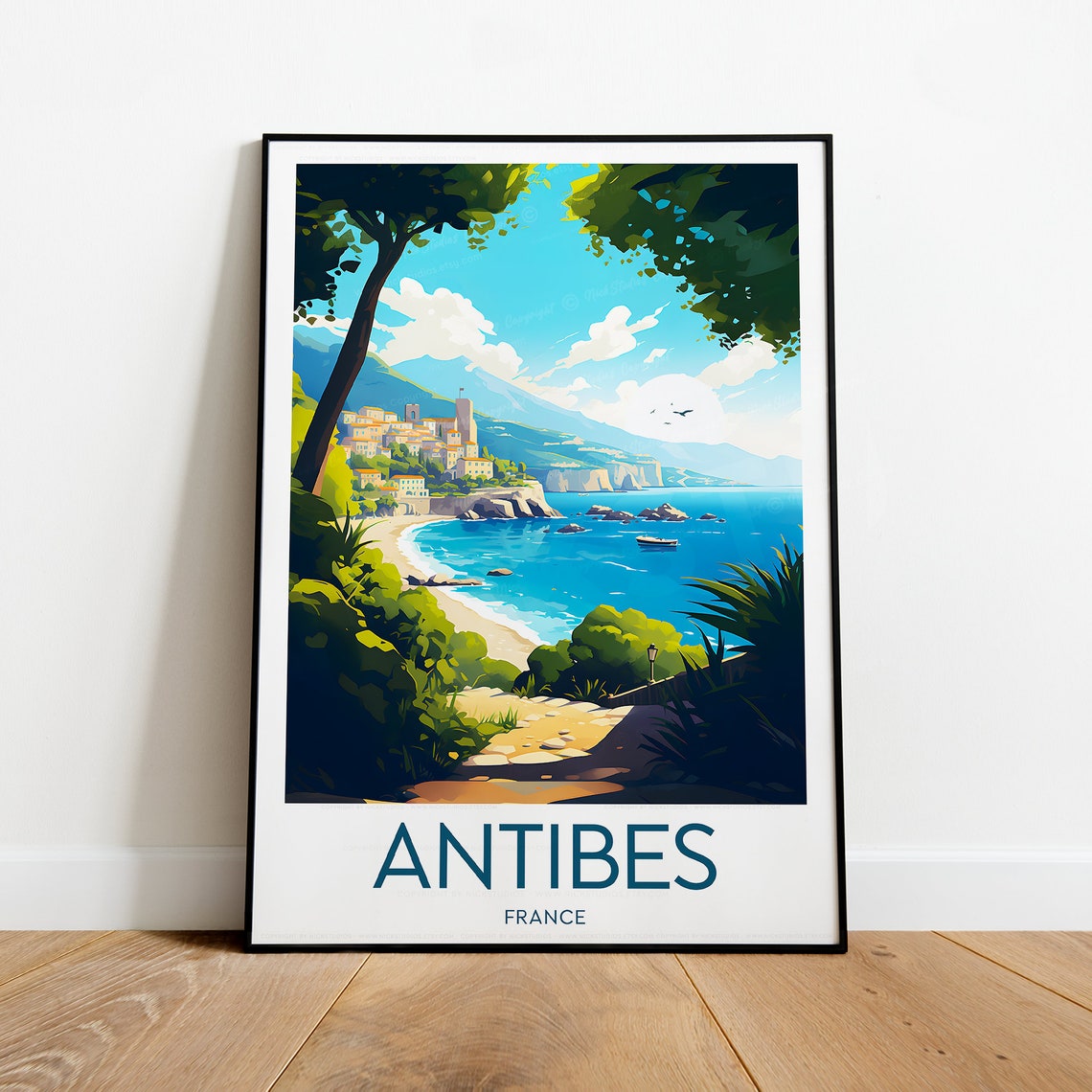 Antibes France Mediterranean Old Town Bay View Travel Poster - Image 2