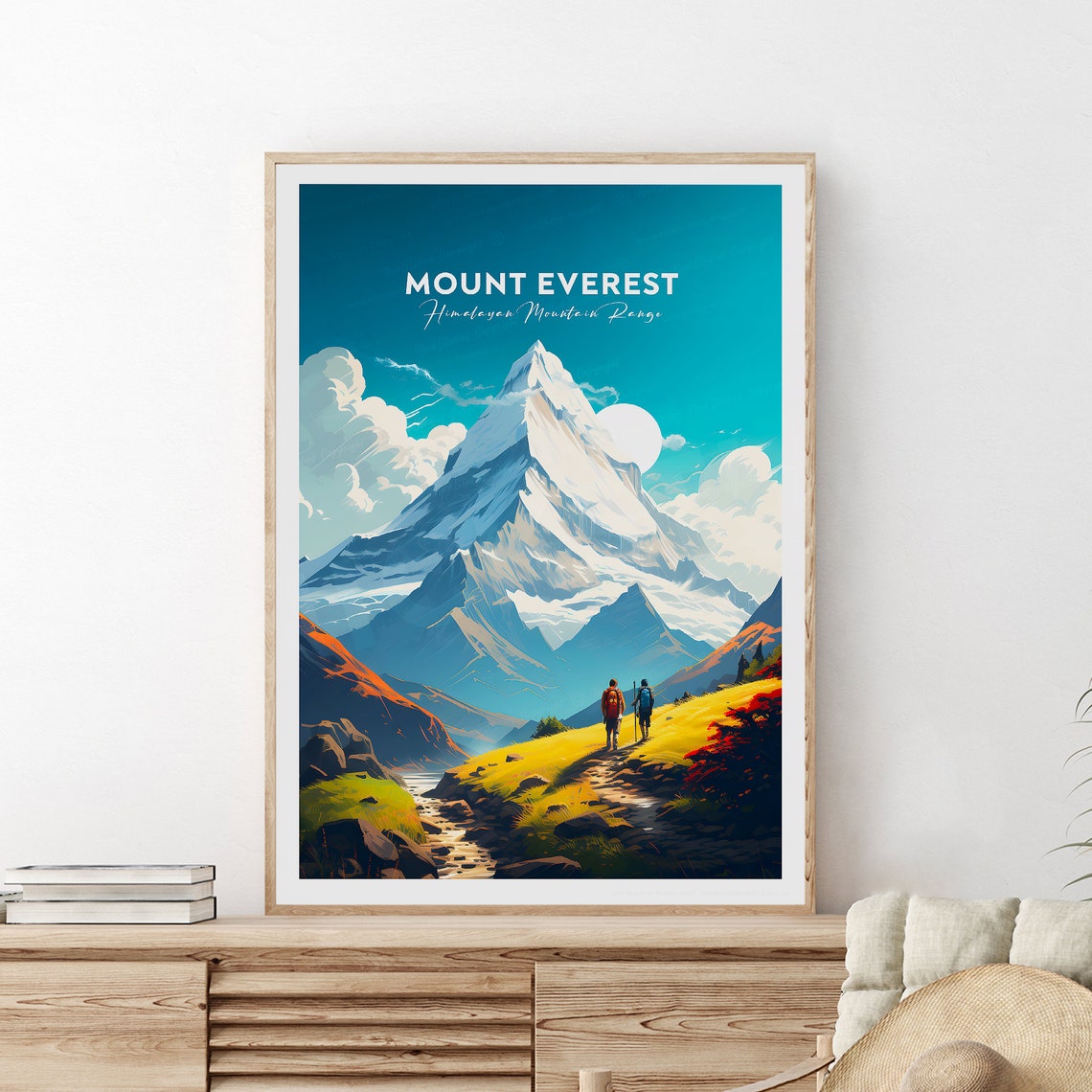 Mount Everest Himalayas Hikers Mountain Trail Summit Peak Poster