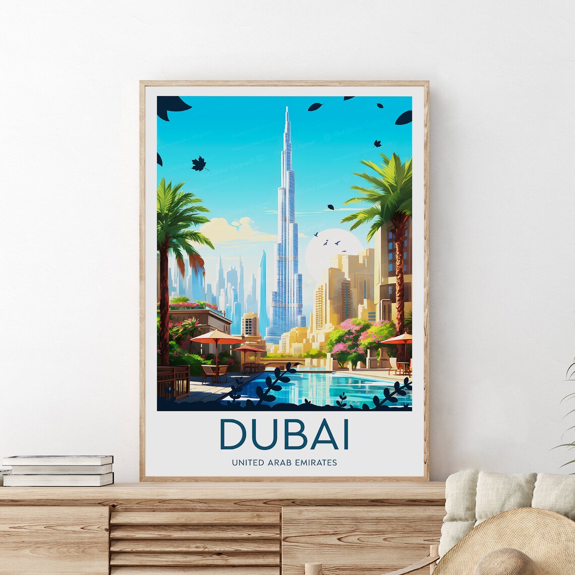 Dubai United Arab Emirates Burj Khalifa Skyline Travel Poster - Image 2
