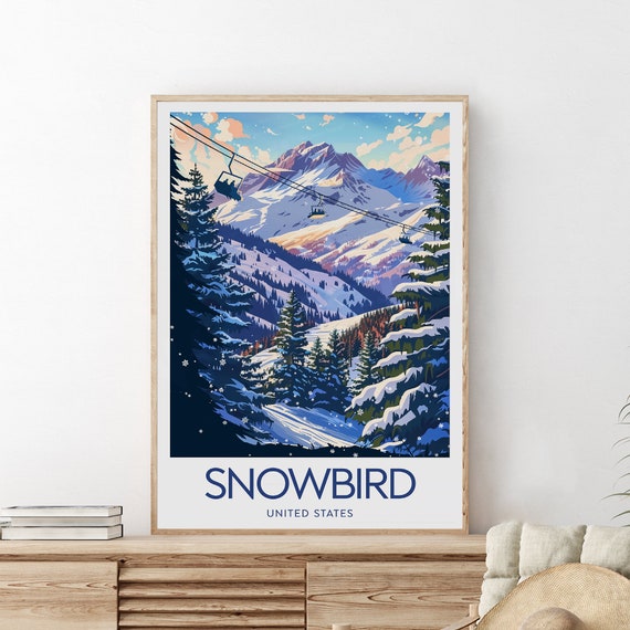 Snowbird Travel Print United States Snowbird Poster Snowbird Ski Poster Snowbird Wall Art Snowbird Artwork Wedding Gift