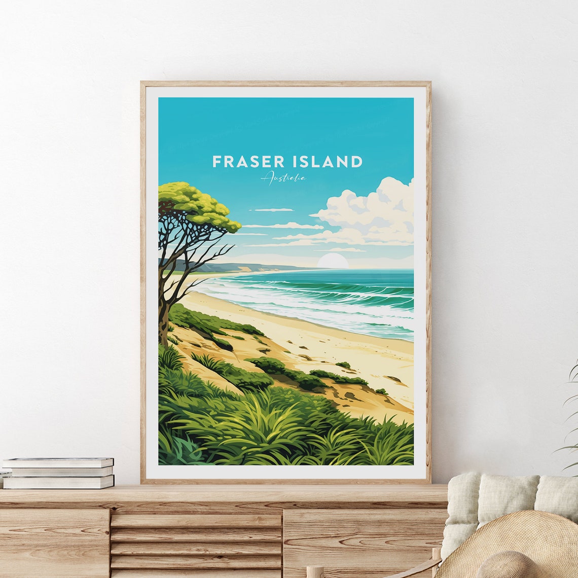 Fraser Island Australia Beach Surf Coast Retro Travel Poster - Image 2
