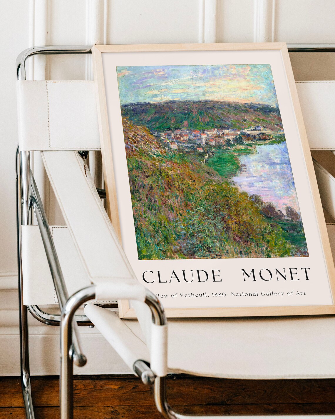 Claude Monet View of Vetheuil 1880 Riverside Village Landscape Poster - Image 2