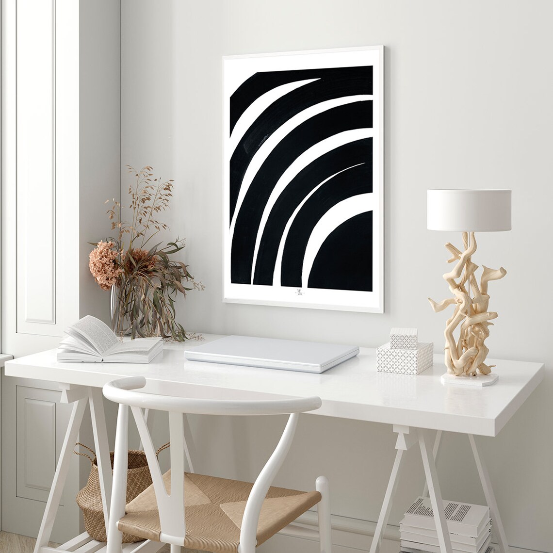 Bold Black Arches Graphic Minimalist Monochrome Abstract Art Poster - Image 4