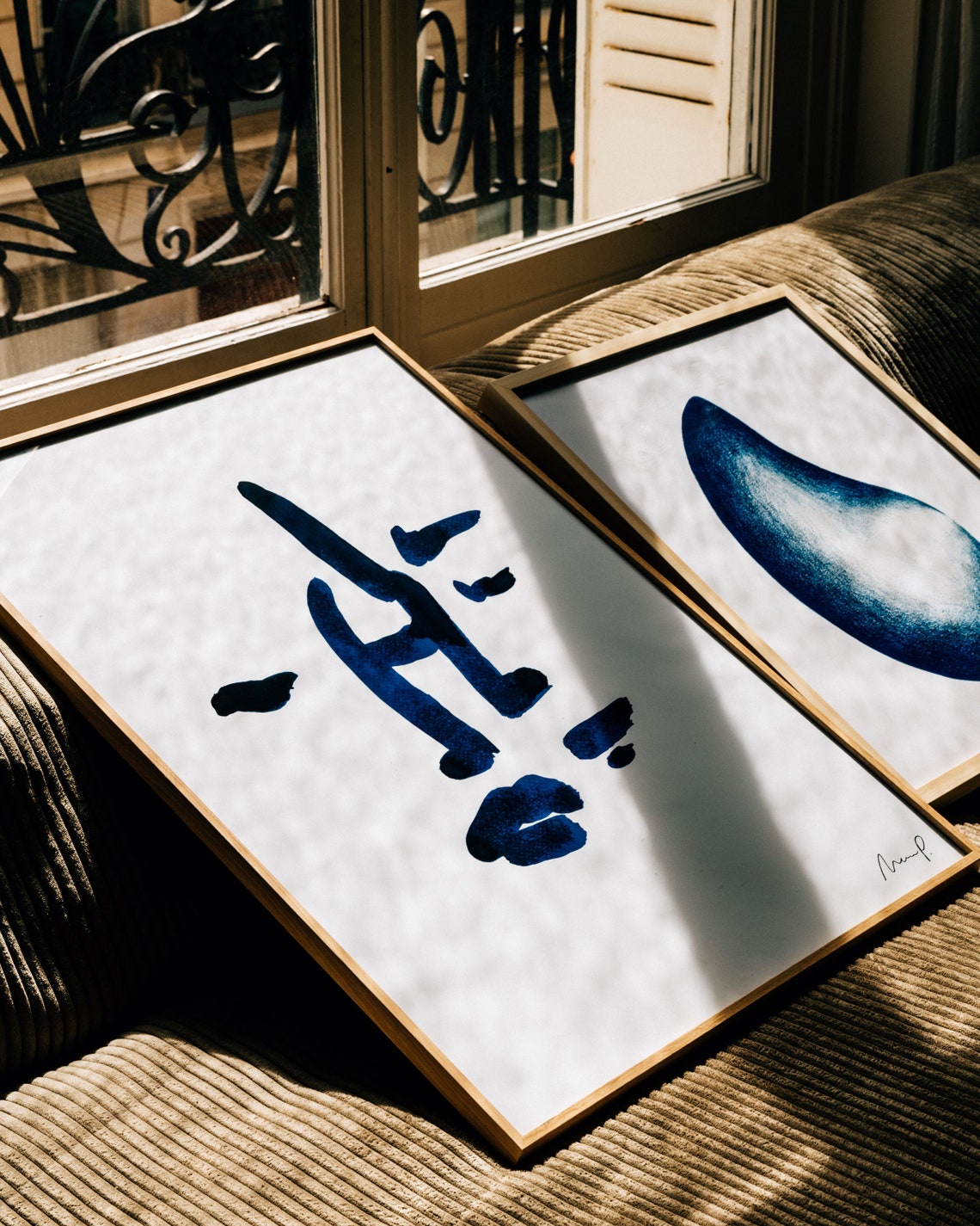 Blue Brushstroke Face Nine Modern Abstract Portrait Art Poster - Image 5