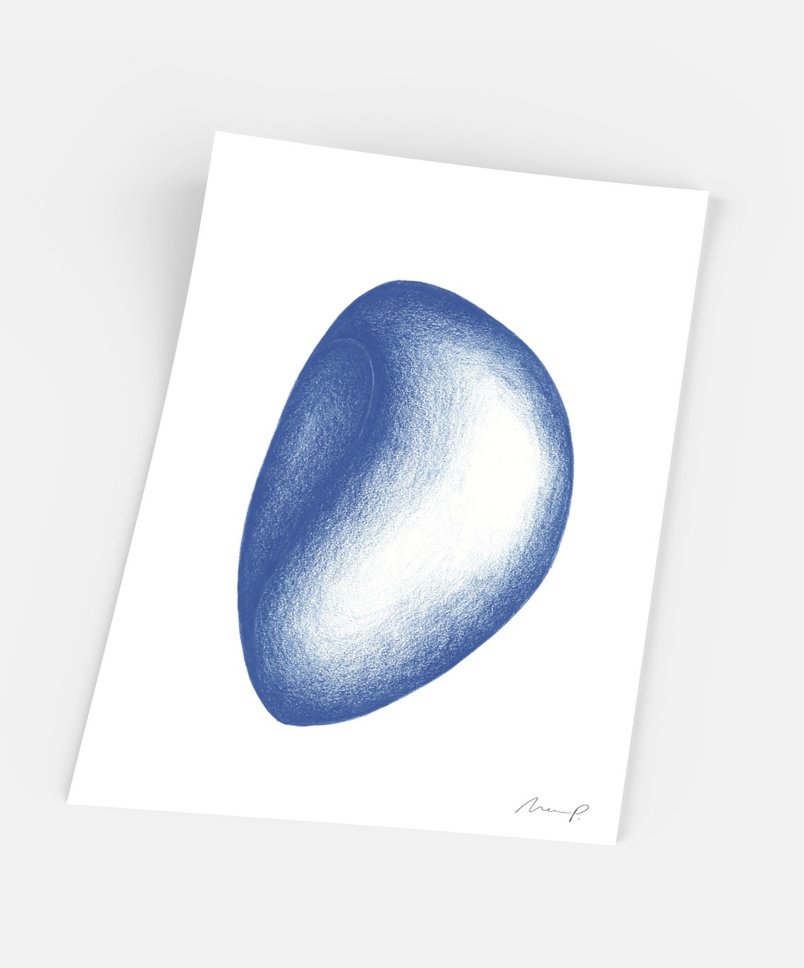 Blue Pebble Stone Minimalist Organic Shape Abstract Art Poster - Image 4