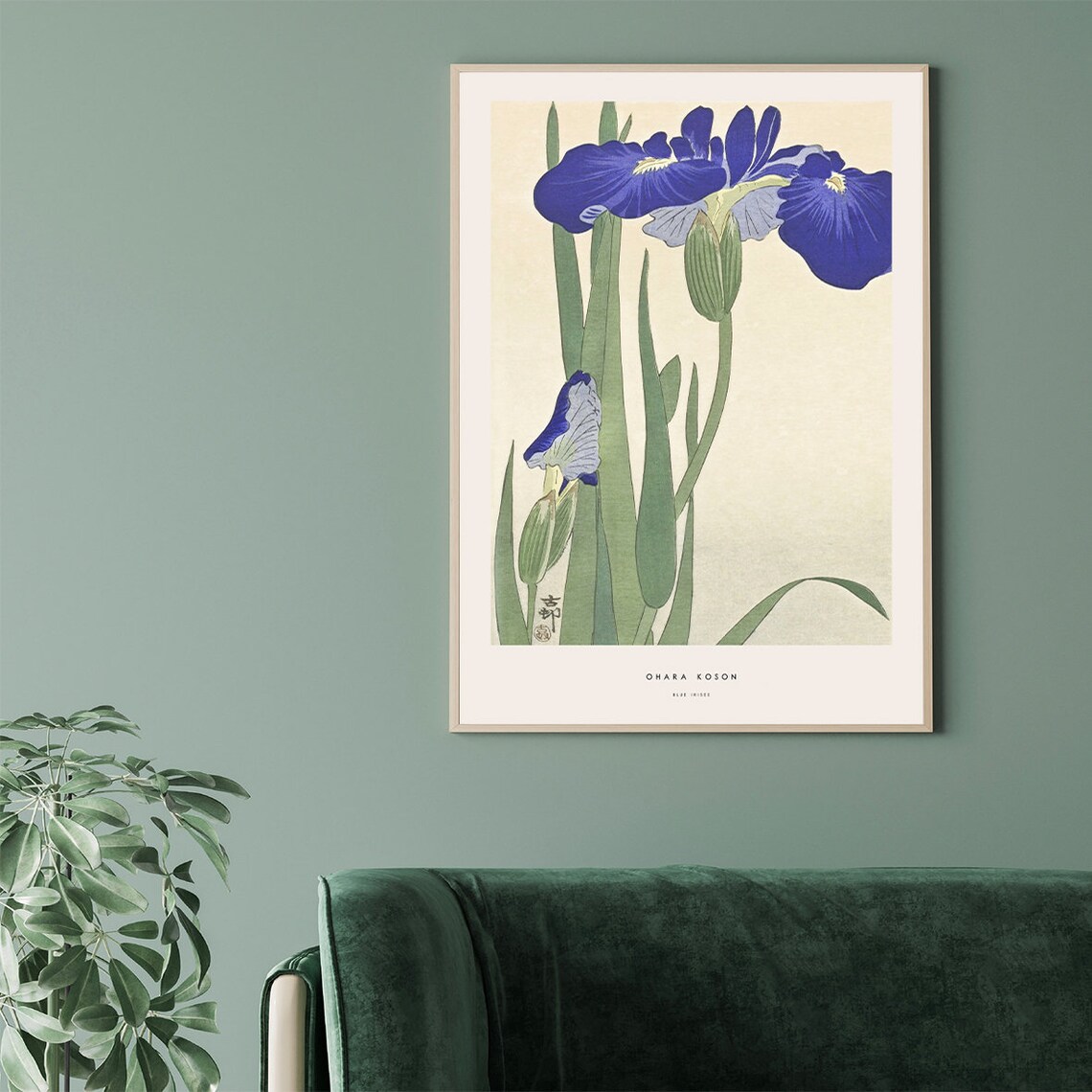 Blue Irises Japanese Print Poster, Ohara Koson - Image 3
