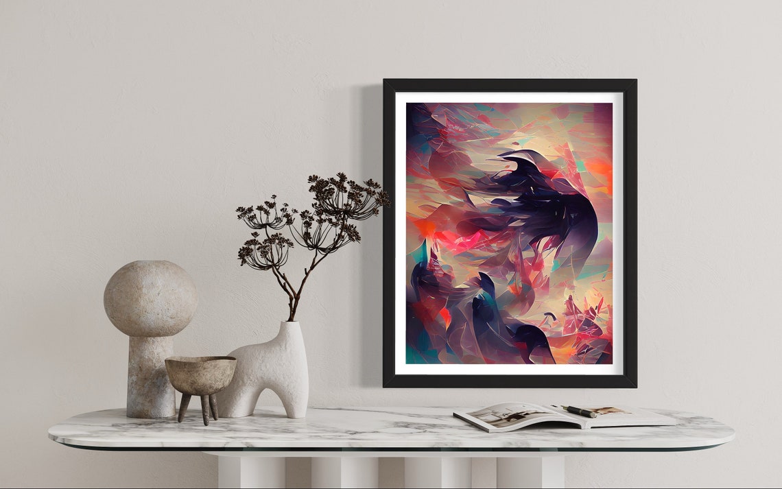 Abstract Windswept Woman Portrait Poster in Pink and Violet Tones - Image 4