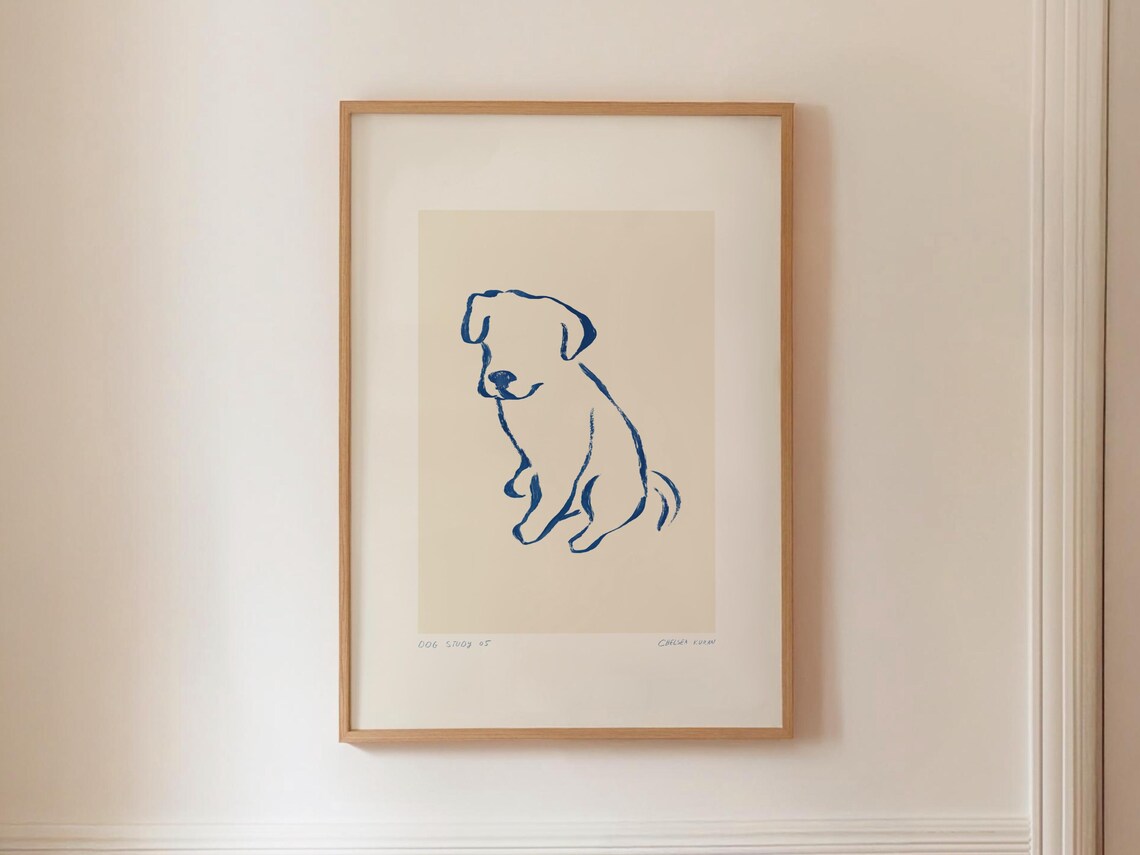 Abstract Dog Scandinavian Line Art, Pet Print