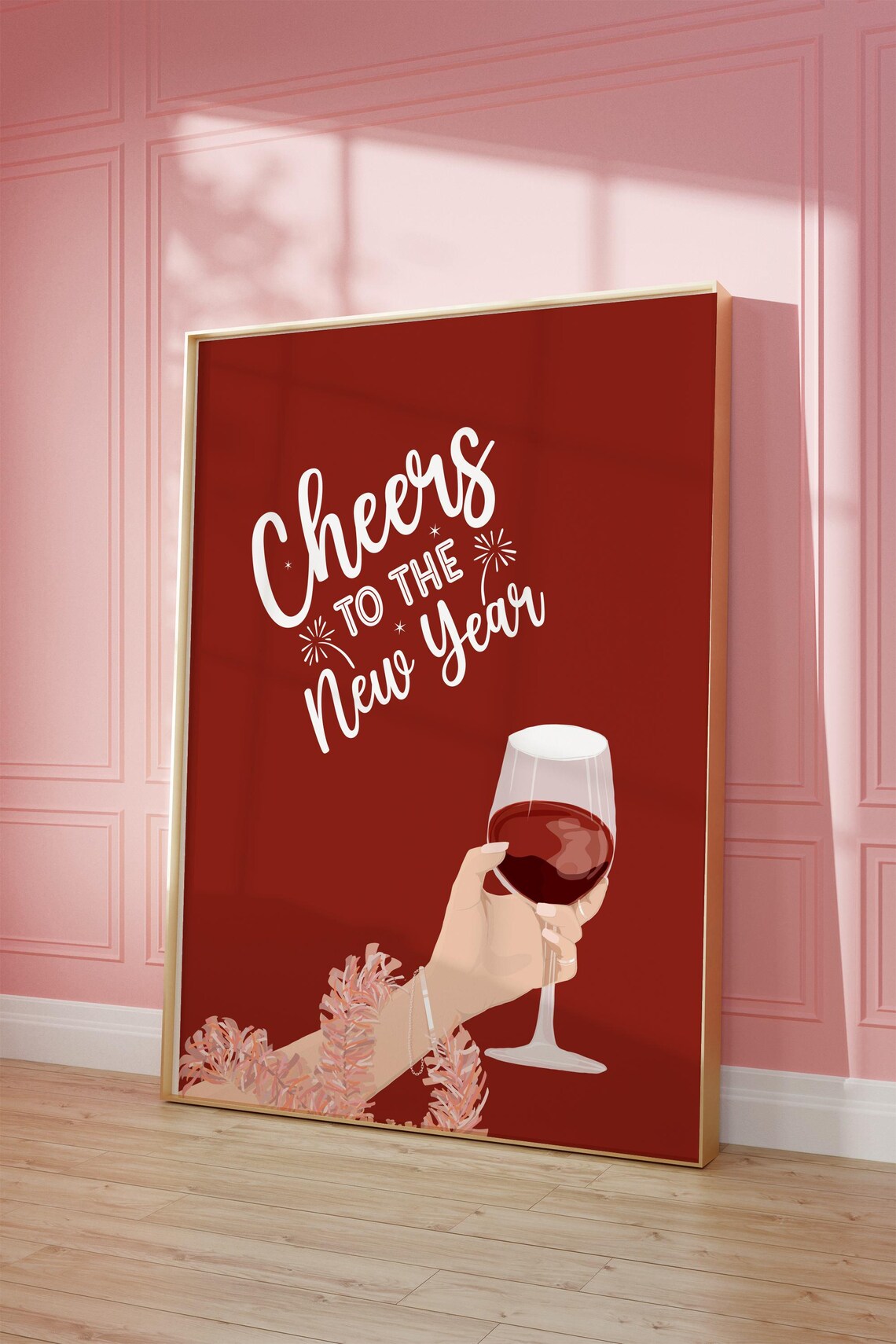 Cheers To The New Year Wine Toast Deep Red Celebration Party Poster - Image 3