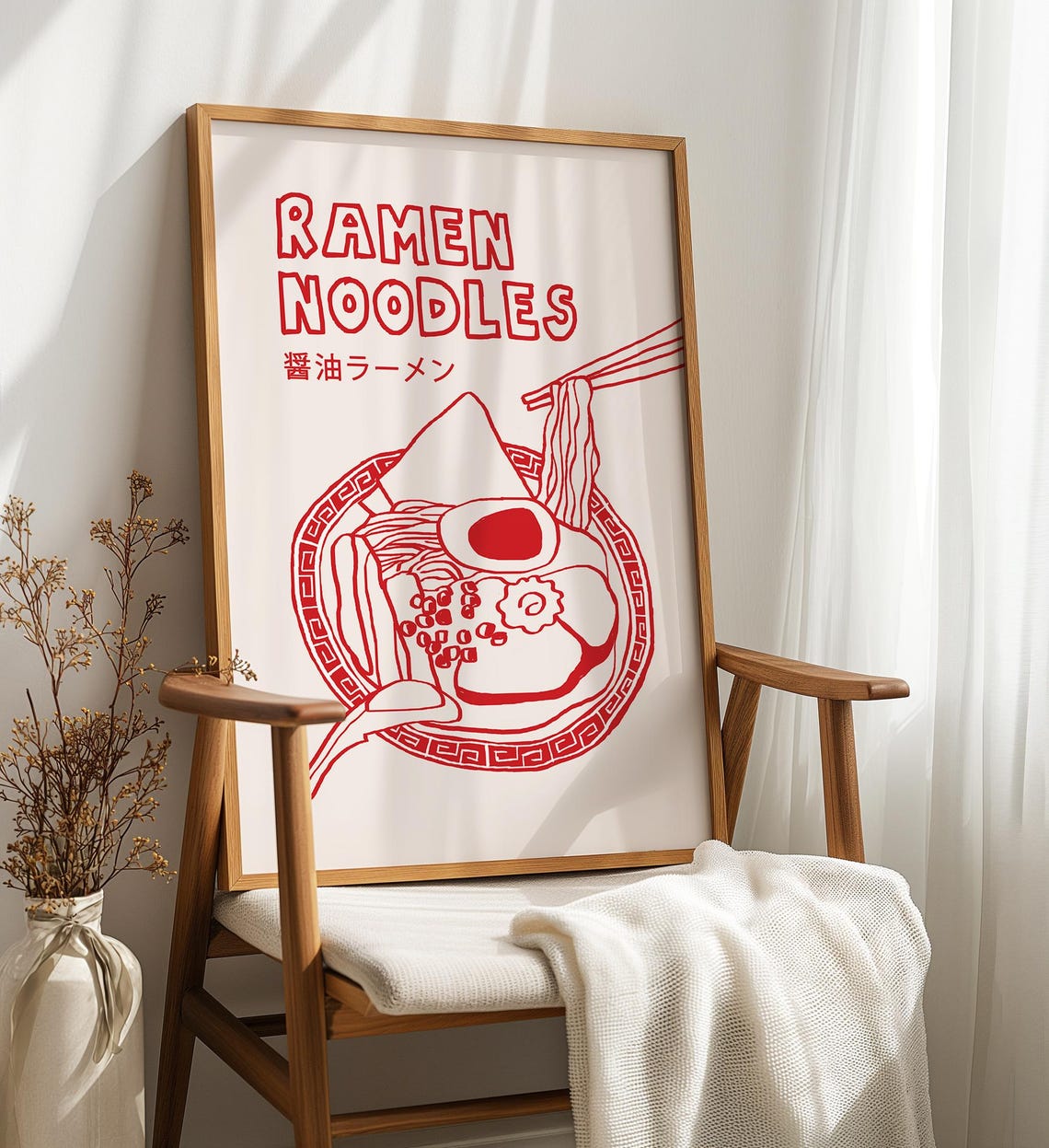 Ramen Noodles Poster Japanese Food Print Japan Wall Art Noodles Lover Gift Asian Food Illustration Trendy Kitchen Decor Travel Poster - Image 3