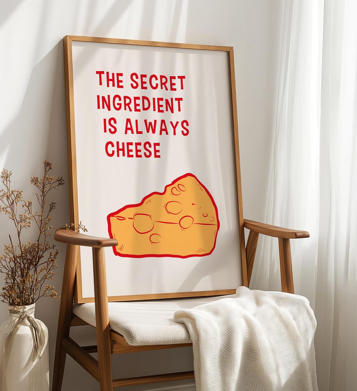 The Secret Ingredient Is Always Cheese Funny Food Quote Wall Poster - Image 2