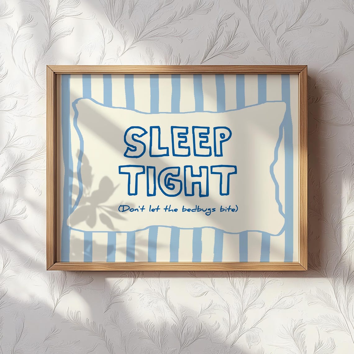 Sleep Tight Pillow Blue Stripe Bedroom Funny Quote Wall Art Decor - Image 3