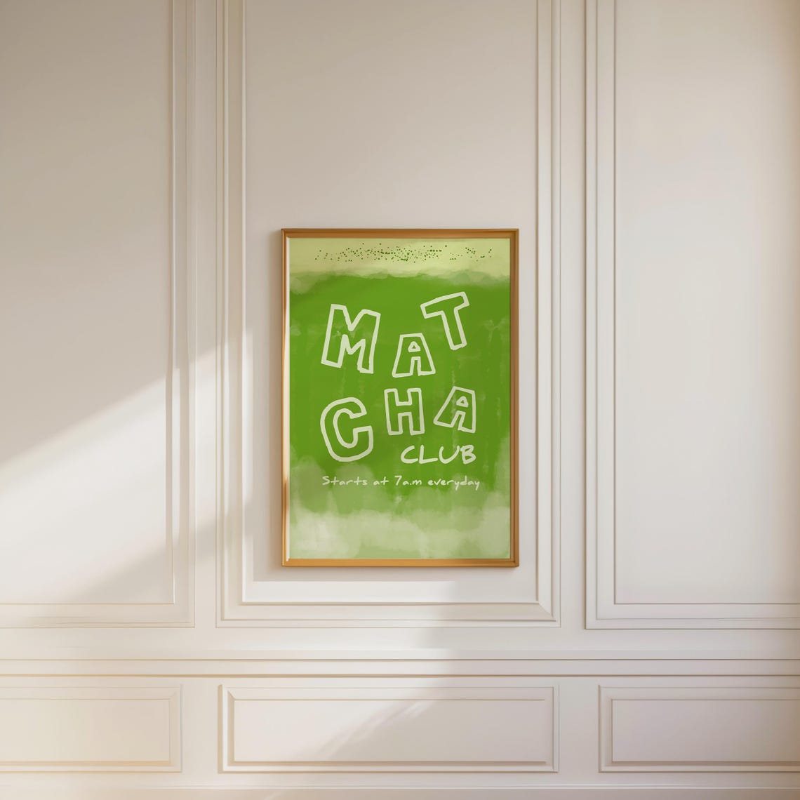 Matcha Club Green Watercolor Hand Lettered Kitchen Wall Art Decor - Image 3