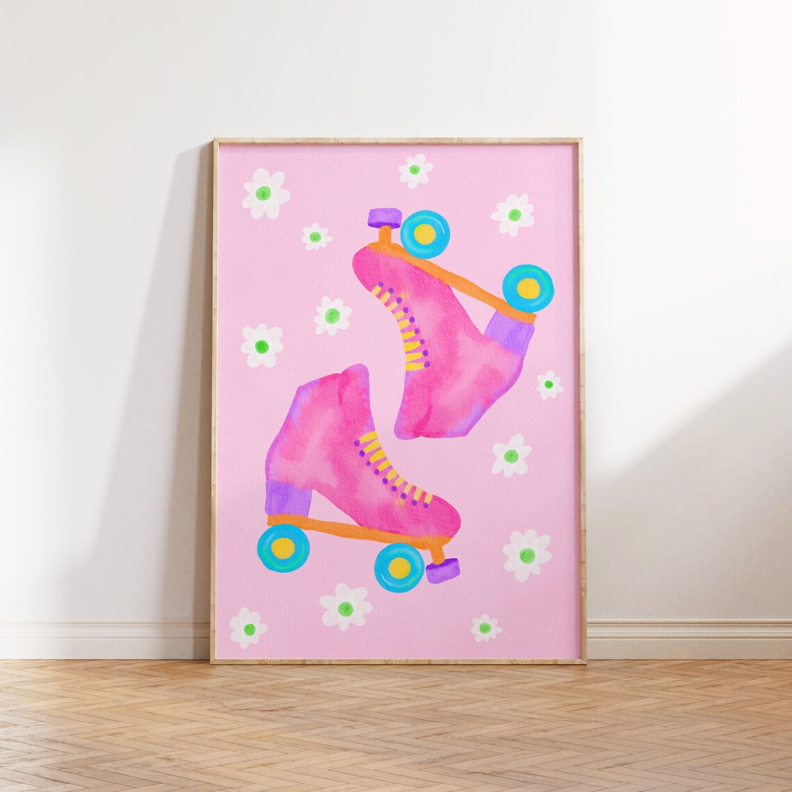 Pink Maximalist Roller Skating Art Print