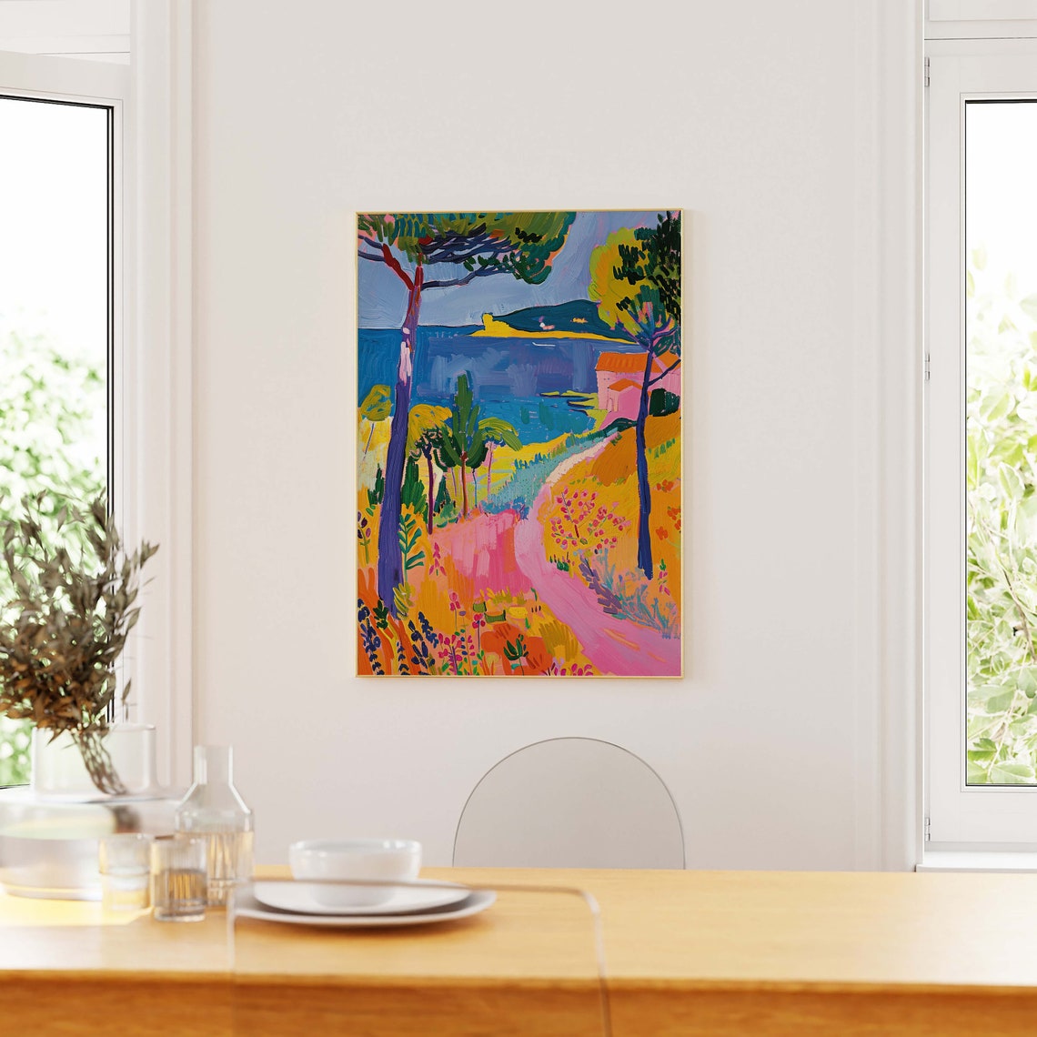 Mediterranean Coast Fauvist Painting Pines Path Seaside Art Poster - Image 2