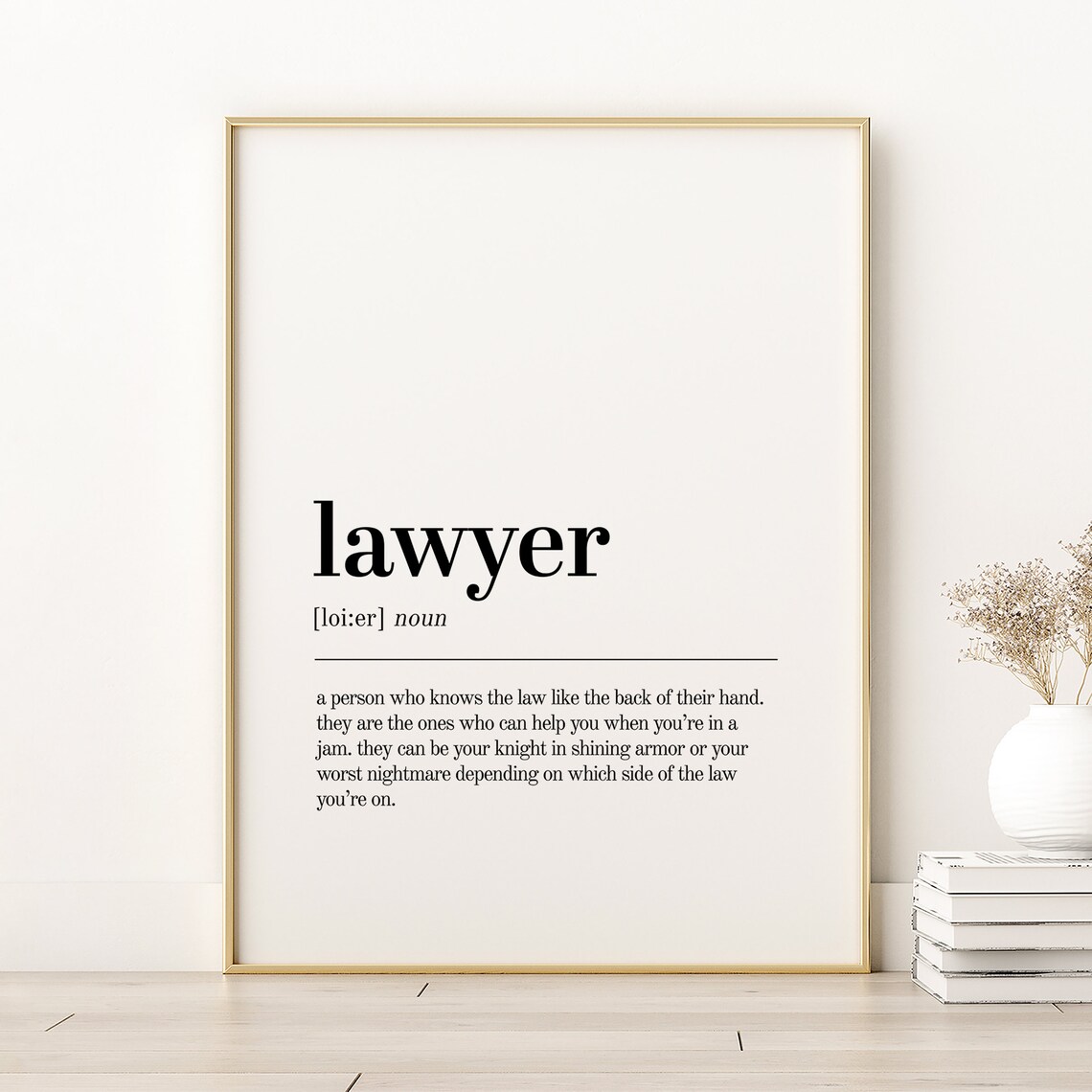 Lawyer Definition Minimalist Motivational Art Print