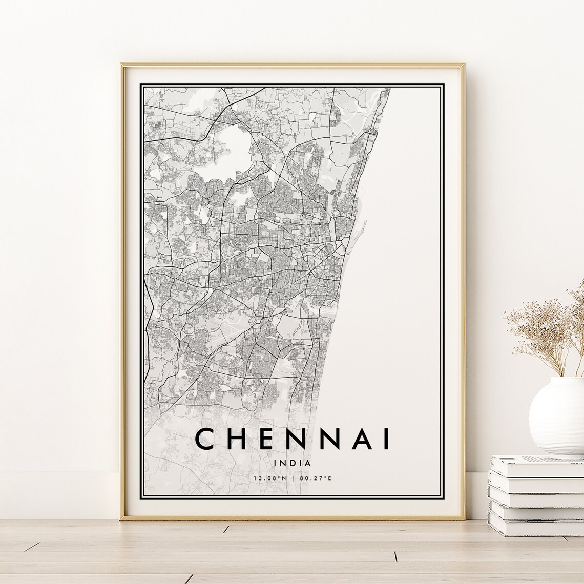 Chennai Map Vintage Travel Poster, City India