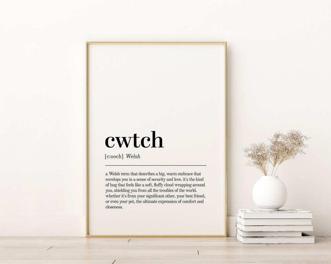 Cwtch Definition Print Office Unique Gifts For Her Dictionary Art Instant