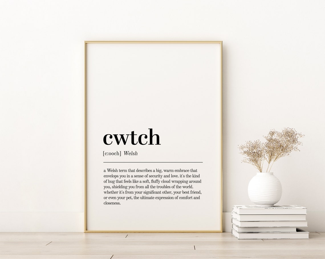 Cwtch Welsh Warm Embrace Minimalist Dictionary Definition Poster