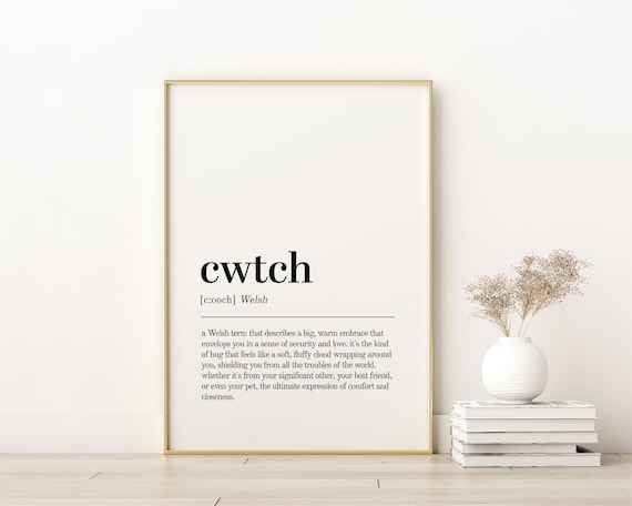 Cwtch Welsh Warm Embrace Minimalist Dictionary Definition Poster