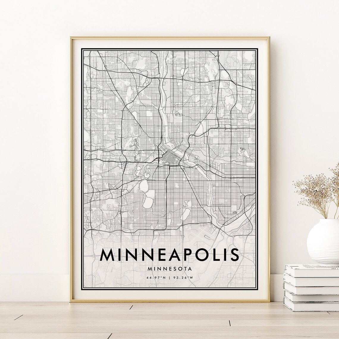 Minneapolis Map Print, Minnesota Minimalist Poster