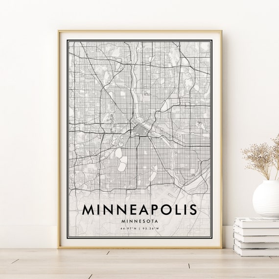 Minneapolis Map Print, Minnesota Minimalist Poster