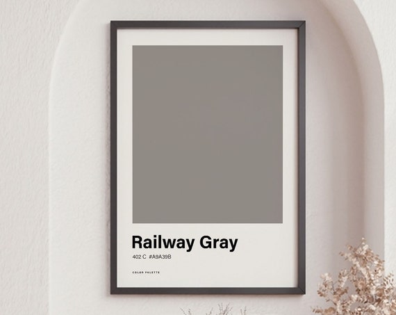 Railway Gray Color Poster Print Great Color Scheme Minimalistic Design Trending Colour Print Complementary Wall Poster