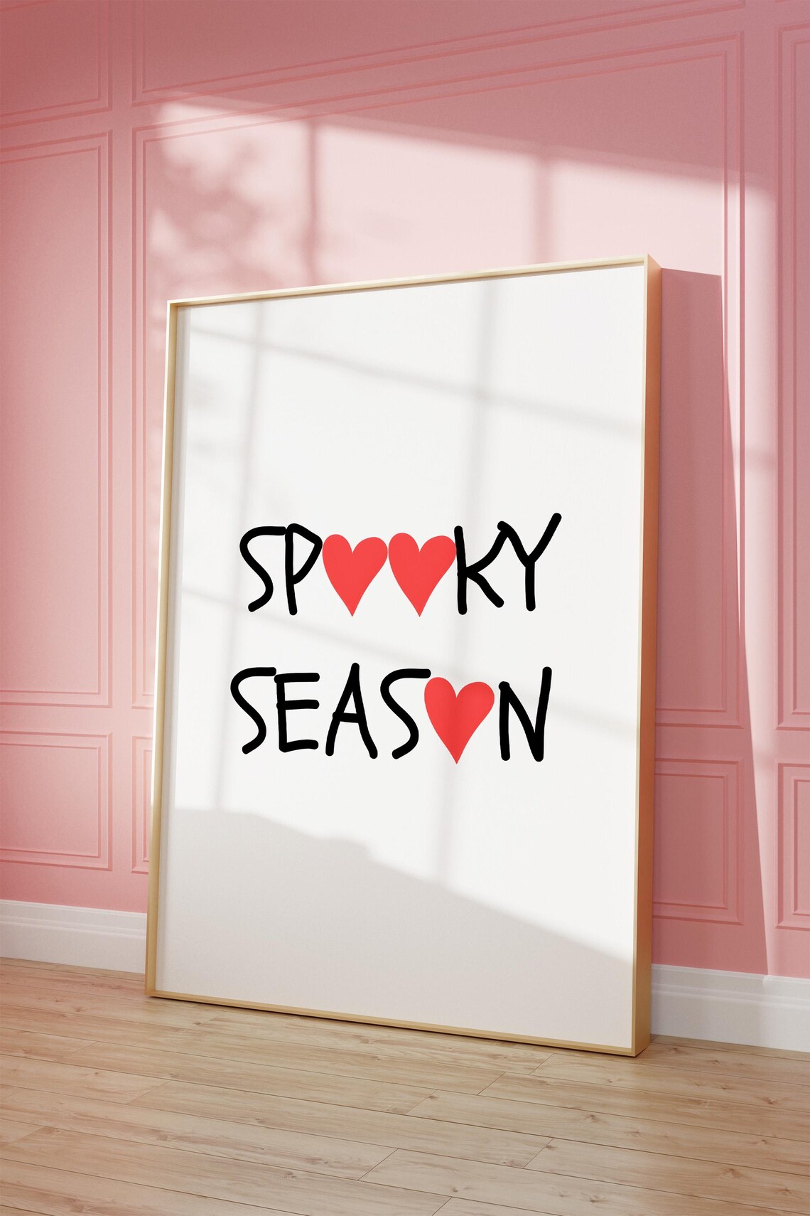 Spooky Season Cute Hearts Playful Handwritten Halloween Pink Poster - Image 4
