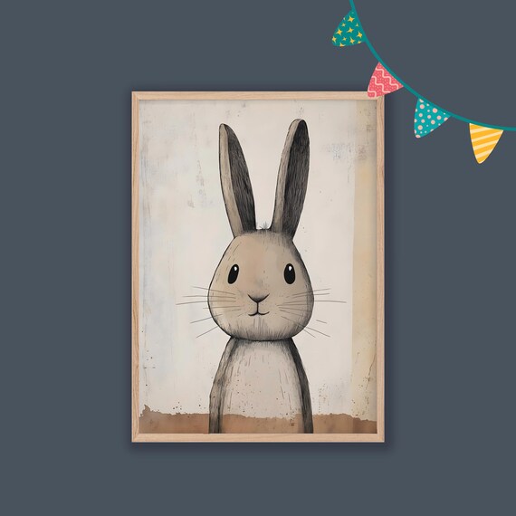 Sweet Bunny Rabbit Cute Woodland Animal Nursery Decor Kids Poster