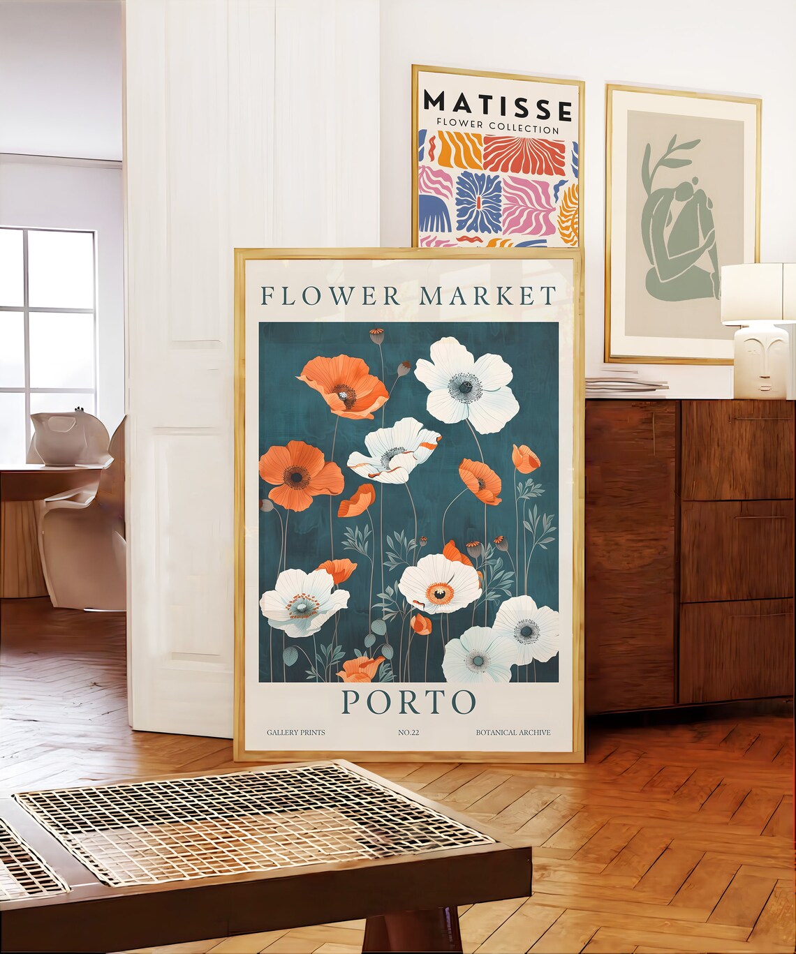 Porto Flower Market Poppy Botanical Archive Vintage Floral Poster