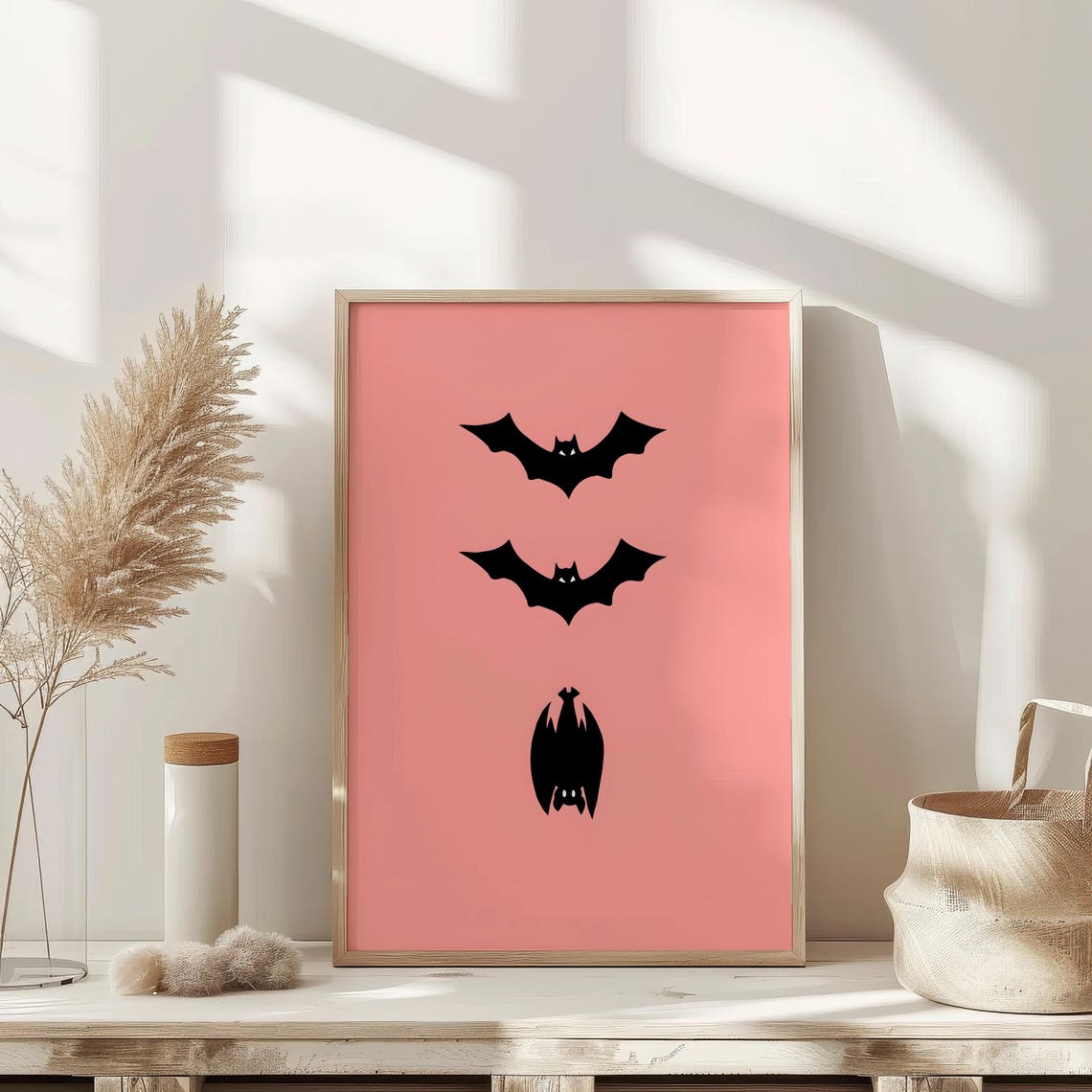 Pink Halloween Tiny Bats Silhouette Cute Spooky Season Poster - Image 3