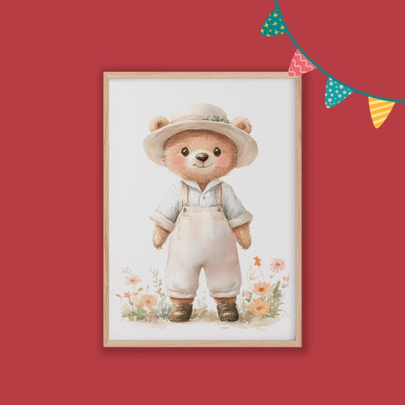 Bear Nursery Decor Baby Room Wall Art Nursery Decor Prints Animal Boho Kids Room Decor Instant Playroom Print