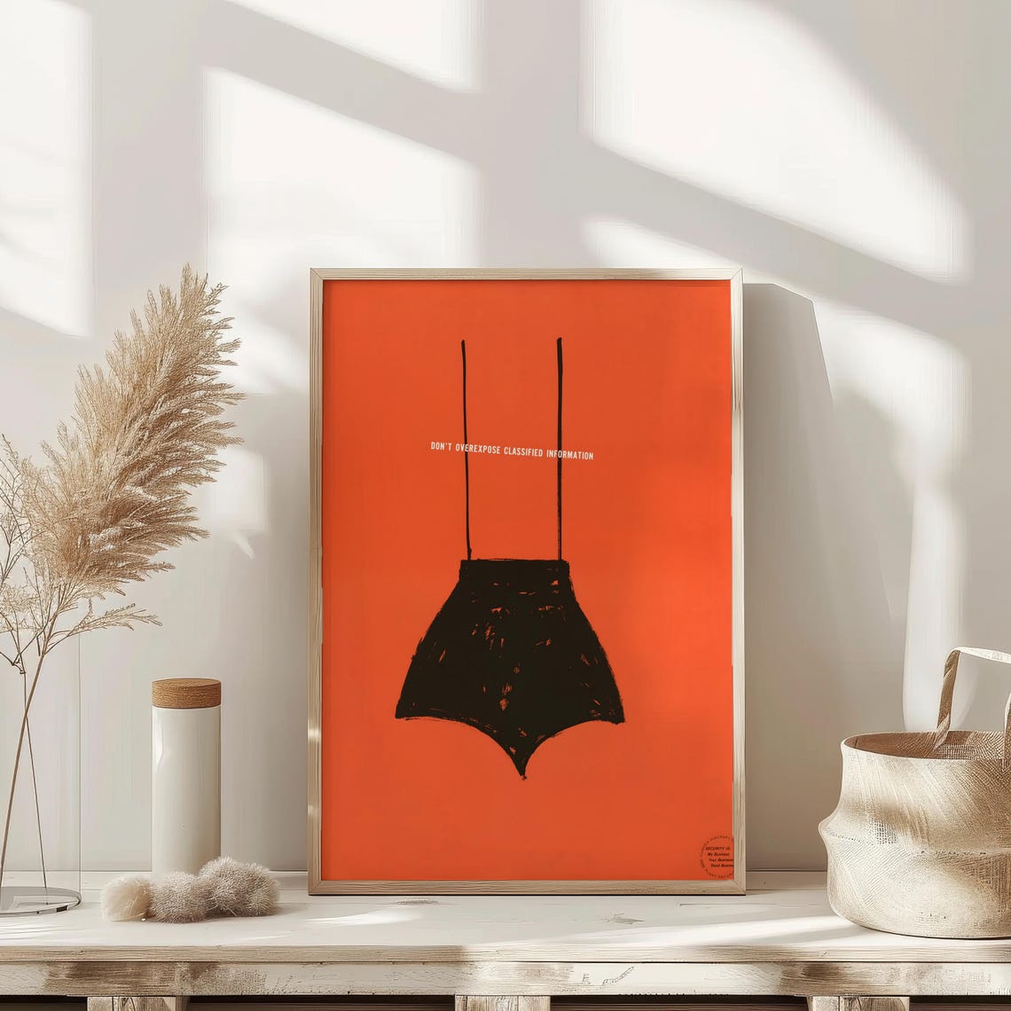 Funny Minimalist Orange Underwear Classified Joke Wall Art Gift - Image 3